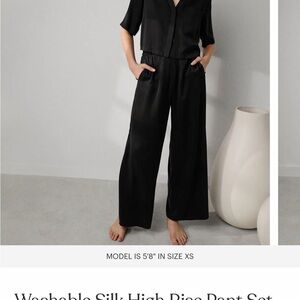Lunya Black Silk Wide Leg Pant Set